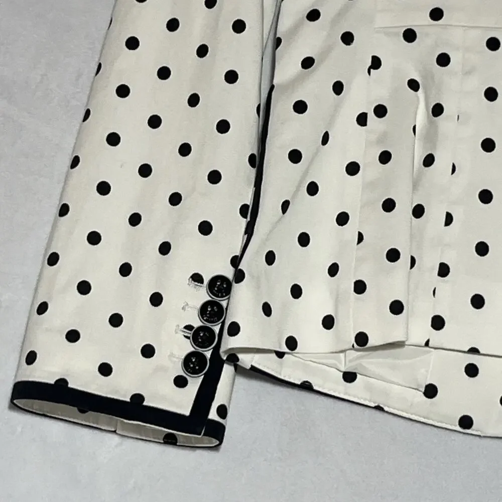 Express Blazer Jacket Womens 4 Black White Polka Dot Cotton Stretch Office Work